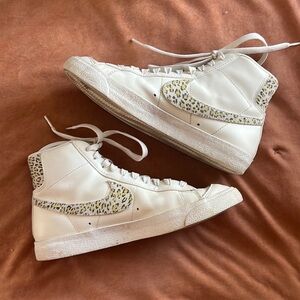 Nike blazers high top shoes white cheetah print size 8.5